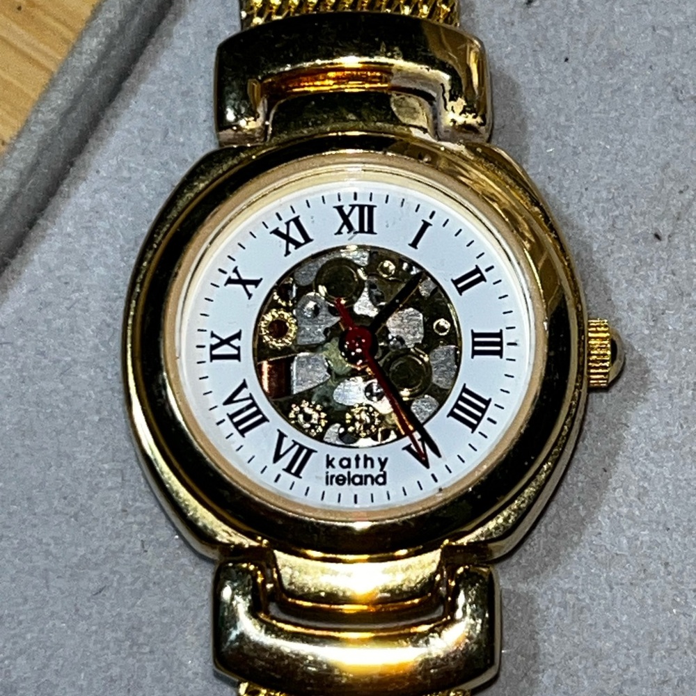 Kathy Ireland Gold Watch with White Dial